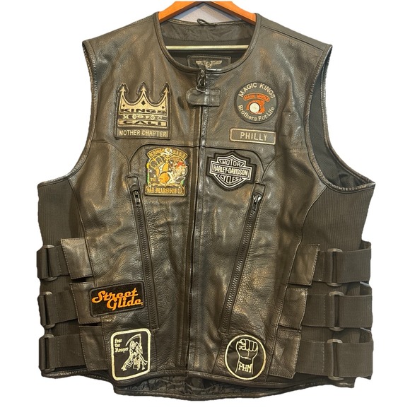 HIGHWAY LEATHER Other - SWAT Men Bullet Proof style Leather Motorcycle Vest Wilson Leather Size 2XL VTG